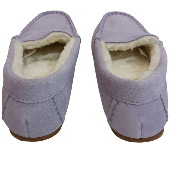 Lands' End SZ 7 Women's Suede Leather Moccasin Slippers Lilac NWOT - Picture 5 of 9
